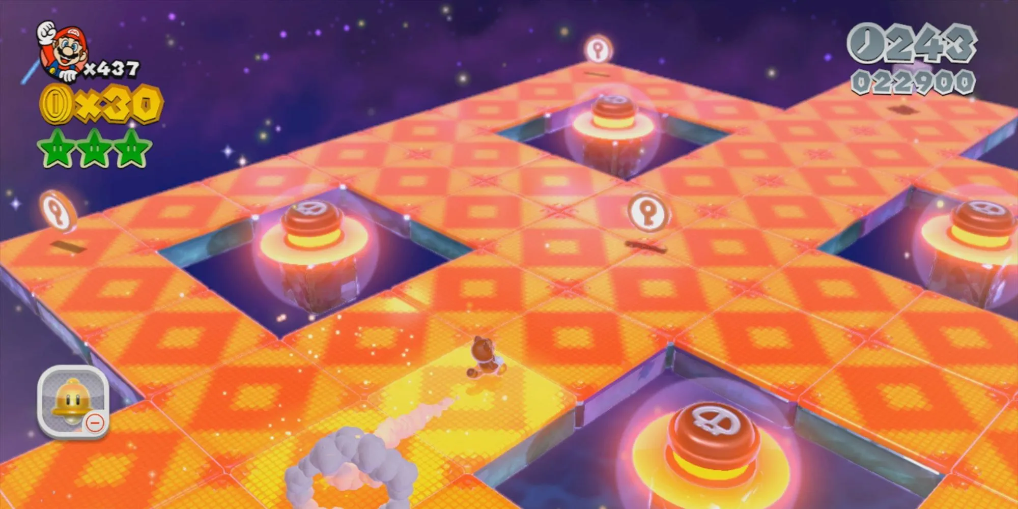Ảnh chụp màn hình game Super Mario 3D World với Mario và bạn bè trong trang phục mèo