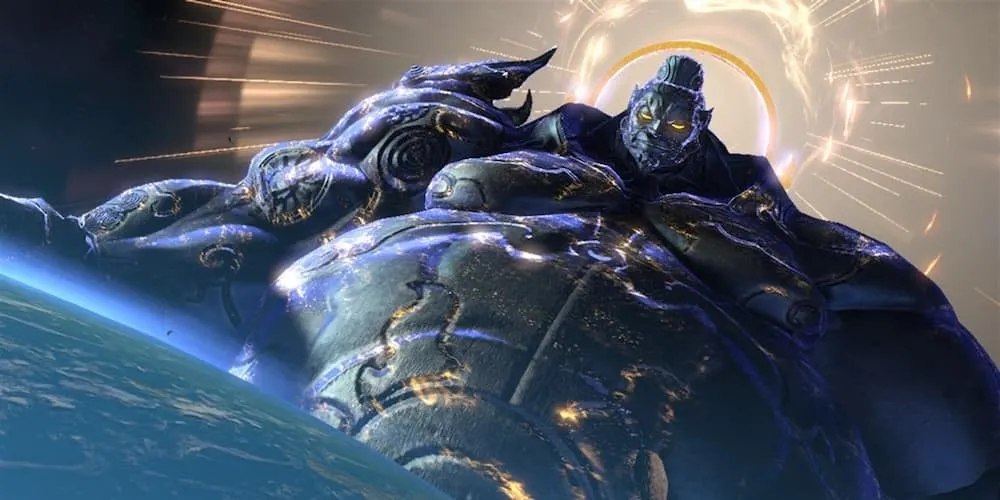 Asura chiến đấu chống lại một thực thể thần thánh trong Asura's Wrath