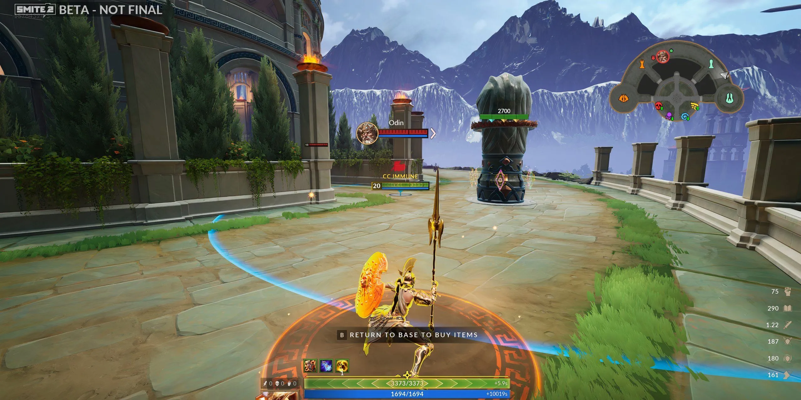 Athena vận sức cho chiêu cuối Defender Of Olympus trong SMITE 2