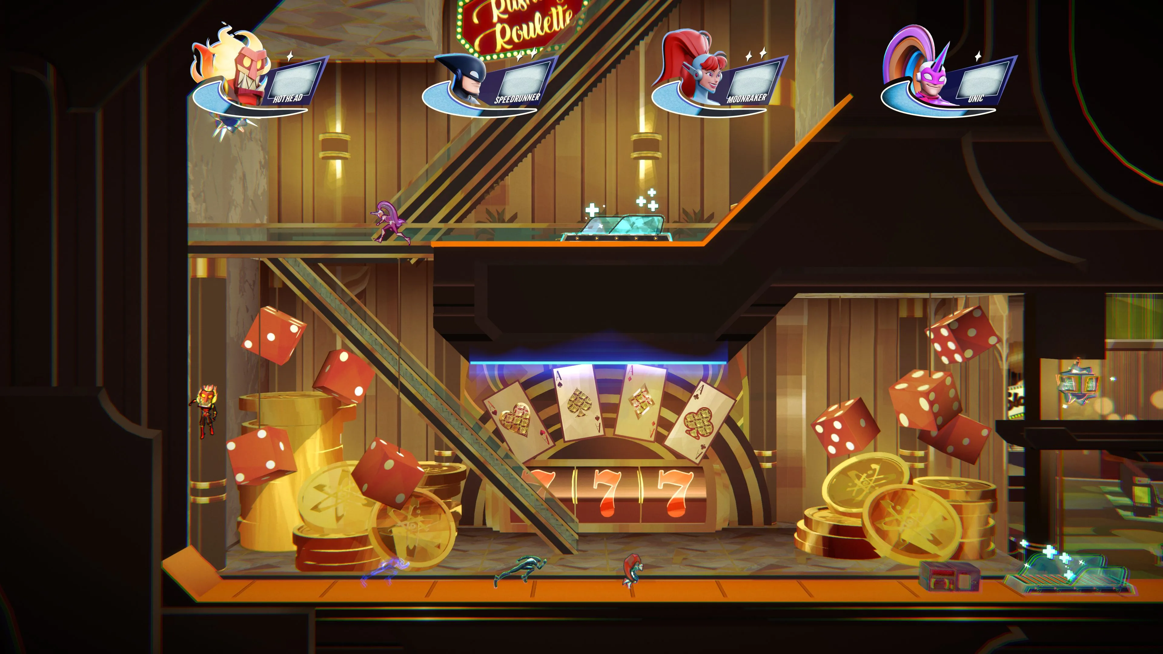 Bản đồ thi đấu đầy màu sắc và chướng ngại vật trong SpeedRunners 2
