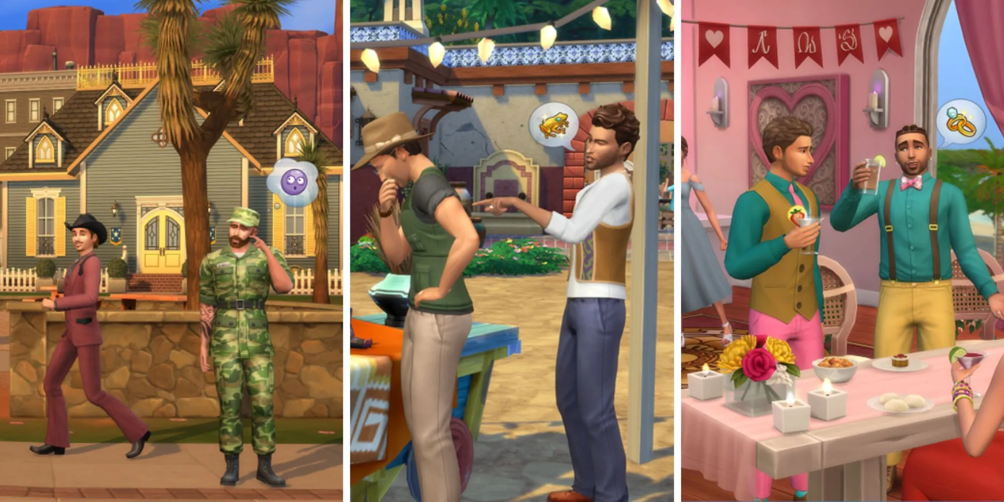 Bìa của các gói mở rộng (Game Packs) cho The Sims 4, thể hiện sự mở rộng khả năng tương tác của AI thông qua việc thêm các vật thể mới.
