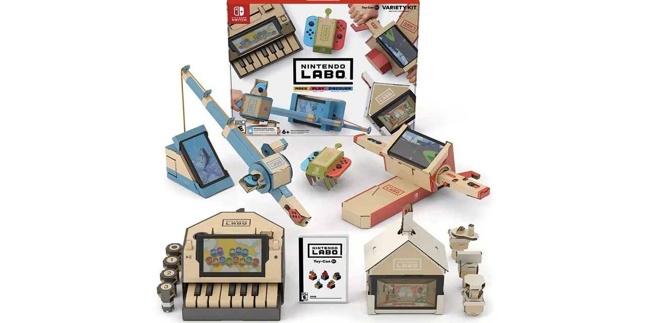 Các bộ Nintendo Labo khác nhau được làm từ bìa cứng