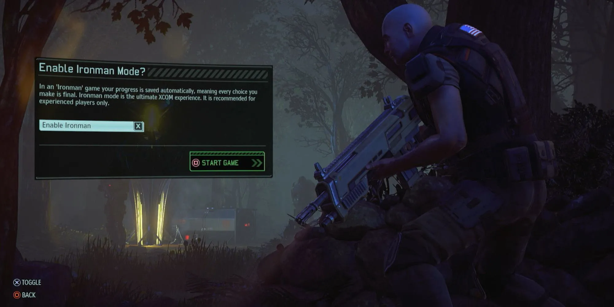 Cài đặt chế độ Ironman trong menu của game XCOM 2.