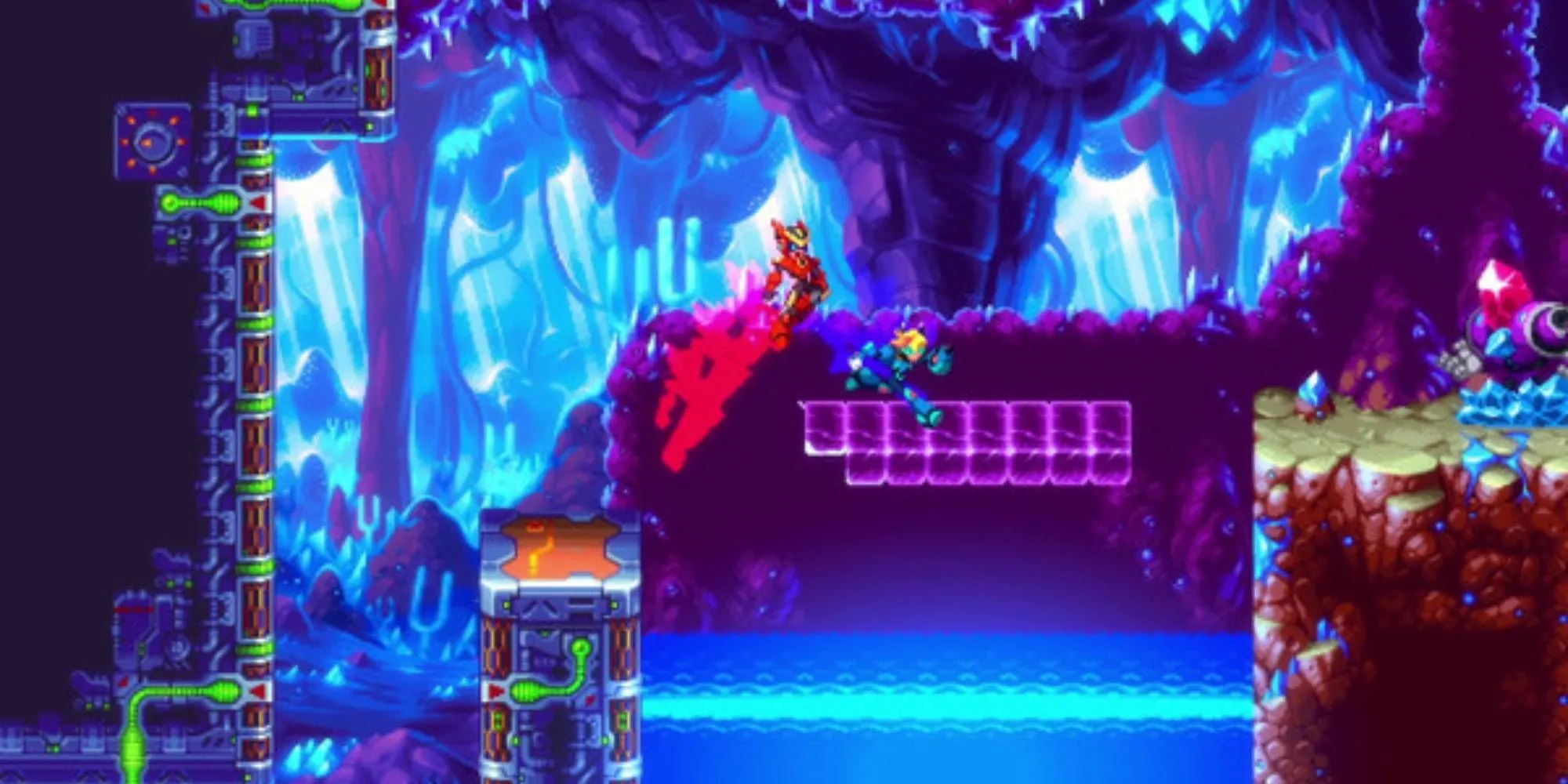 Cảnh game 30XX với nhân vật đang thực hiện kỹ năng đặc biệt