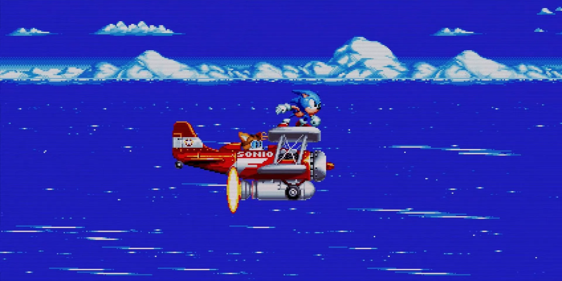Cảnh gameplay trong Sonic Mania hiển thị hiệu ứng CRT