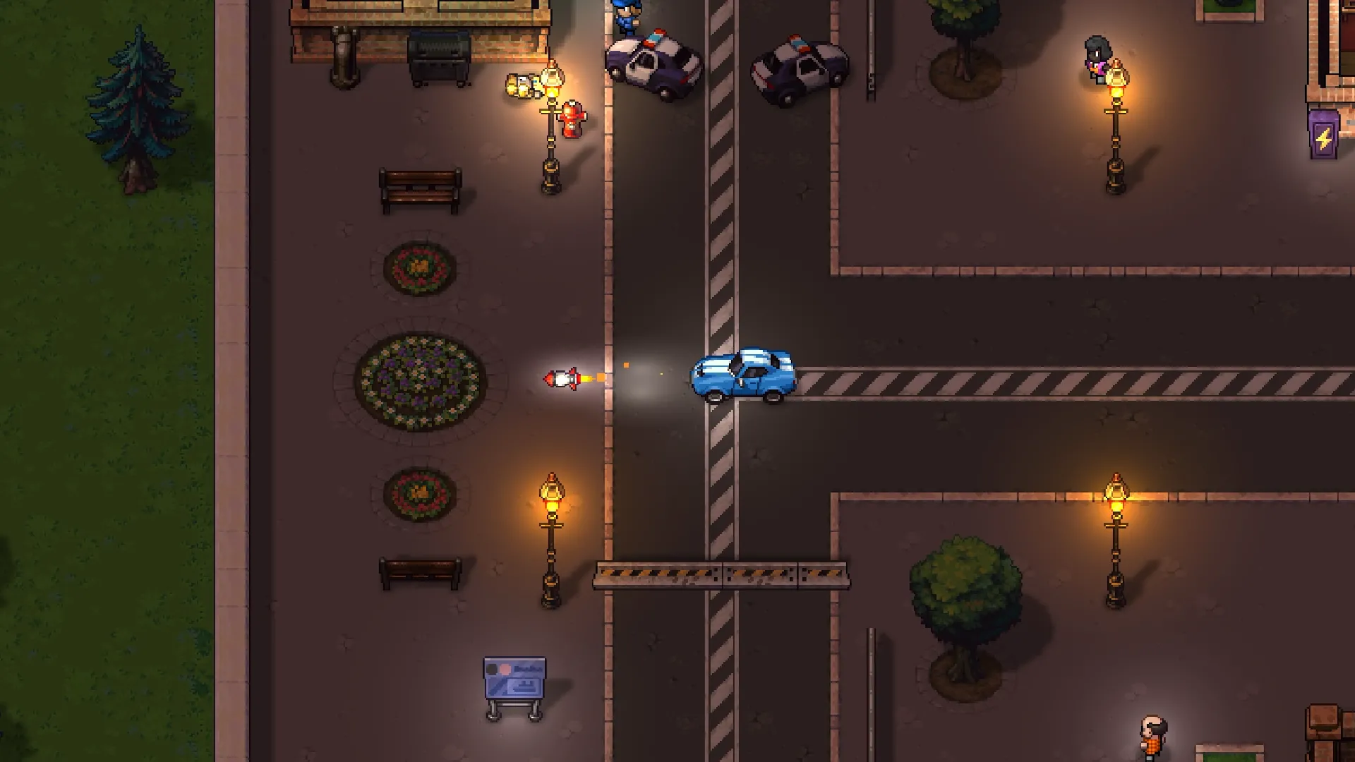 Cảnh phá phách và hỗn loạn trong gameplay sandbox của Streets Of Rogue 2