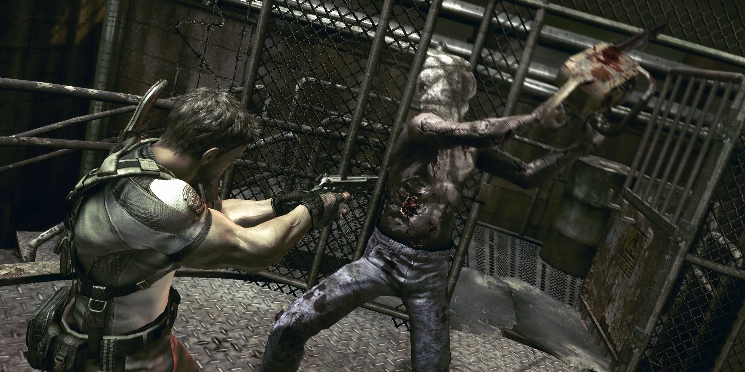 Chris chiến đấu với Chainsaw Majini trong Resident Evil 5