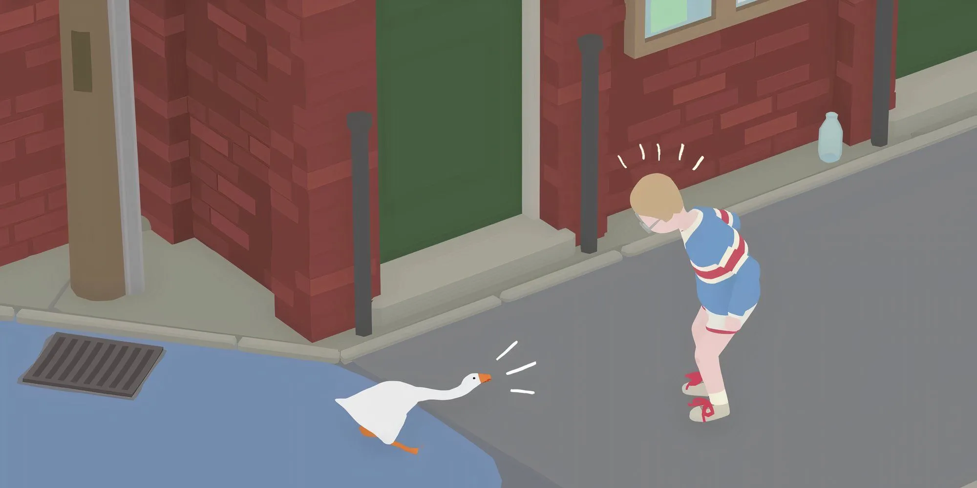 Chú ngỗng nghịch ngợm làm phiền cậu bé trong Untitled Goose Game
