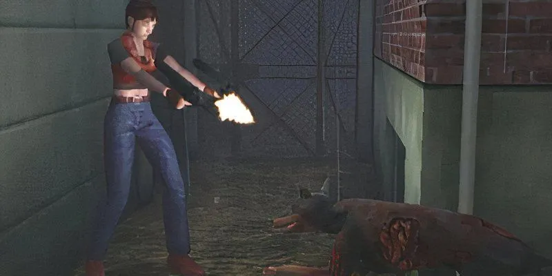 Claire Redfield cố gắng trốn thoát khỏi nhà tù Rockfort Island trong Resident Evil Code: Veronica