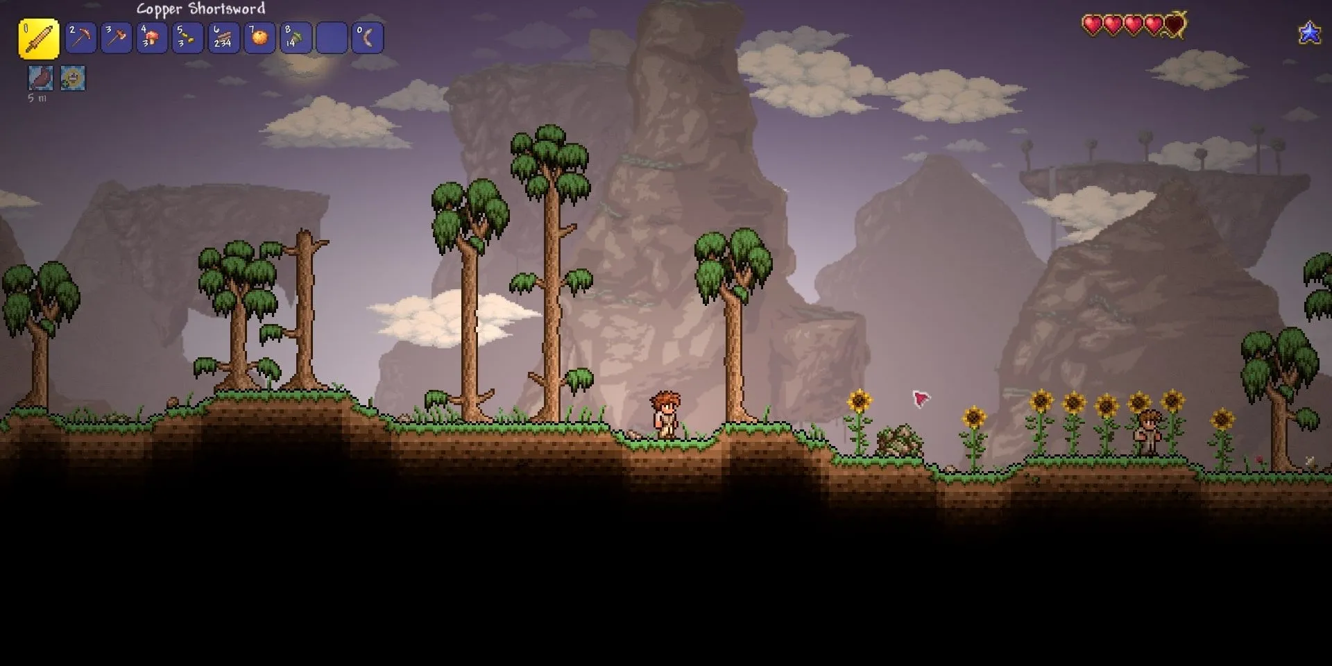 Crossover giữa Terraria và Don't Starve hiển thị con mắt khổng lồ từ Don't Starve trong thế giới Terraria