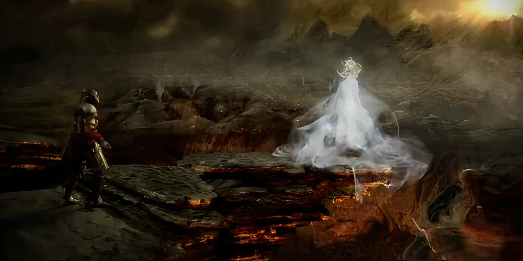 Dante đối diện hình bóng linh hồn của Beatrice trong Dante's Inferno