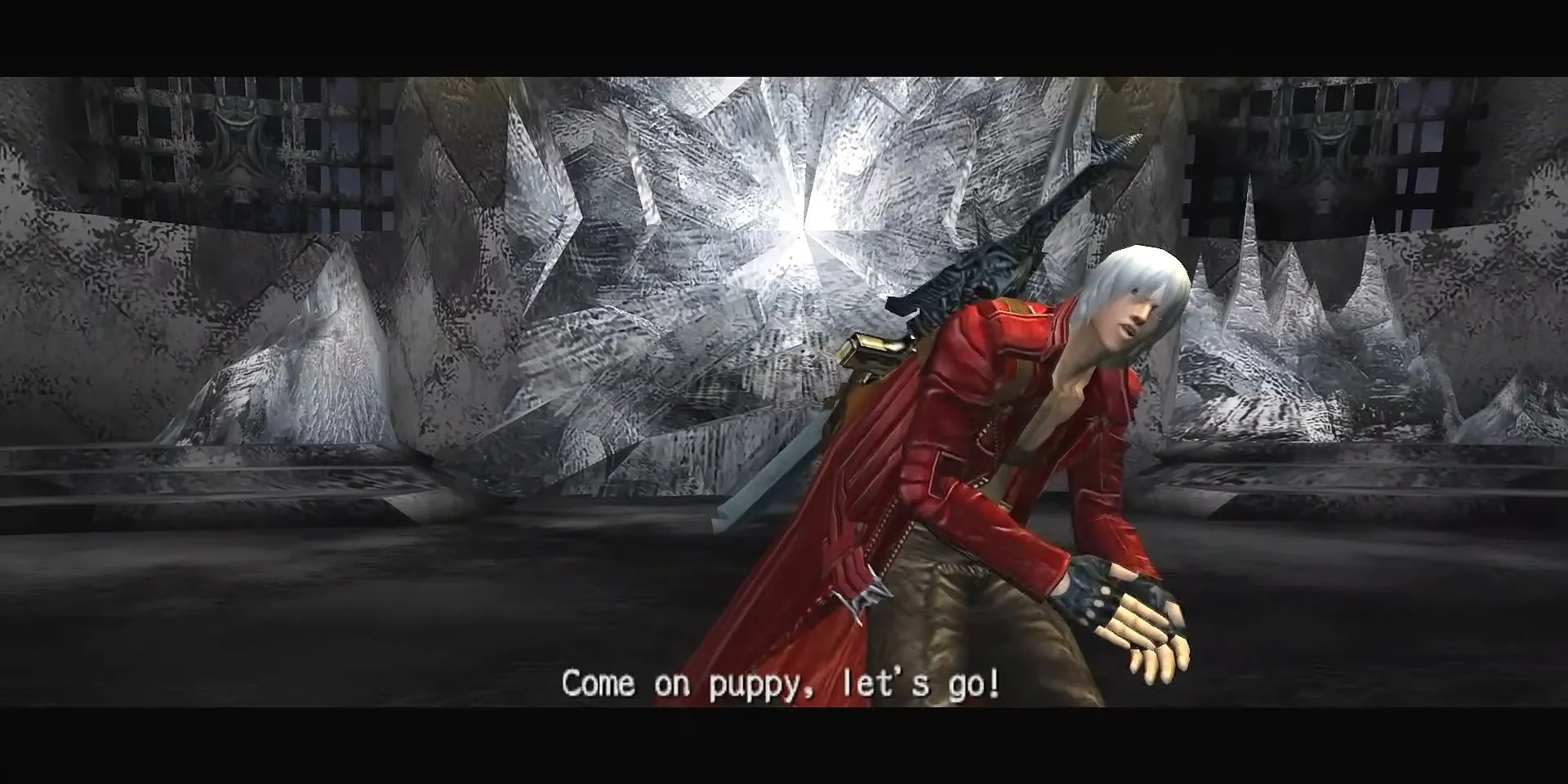 Dante khiêu khích Cerberus trong Devil May Cry 3