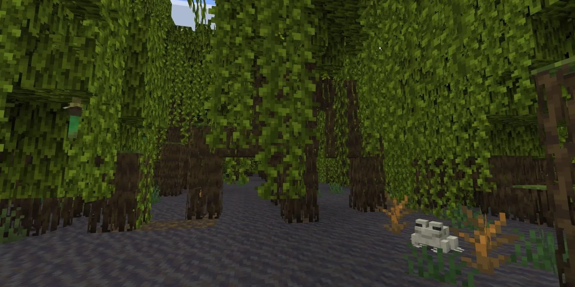 Ếch trong khu vực đầm lầy ngập mặn trong game Minecraft