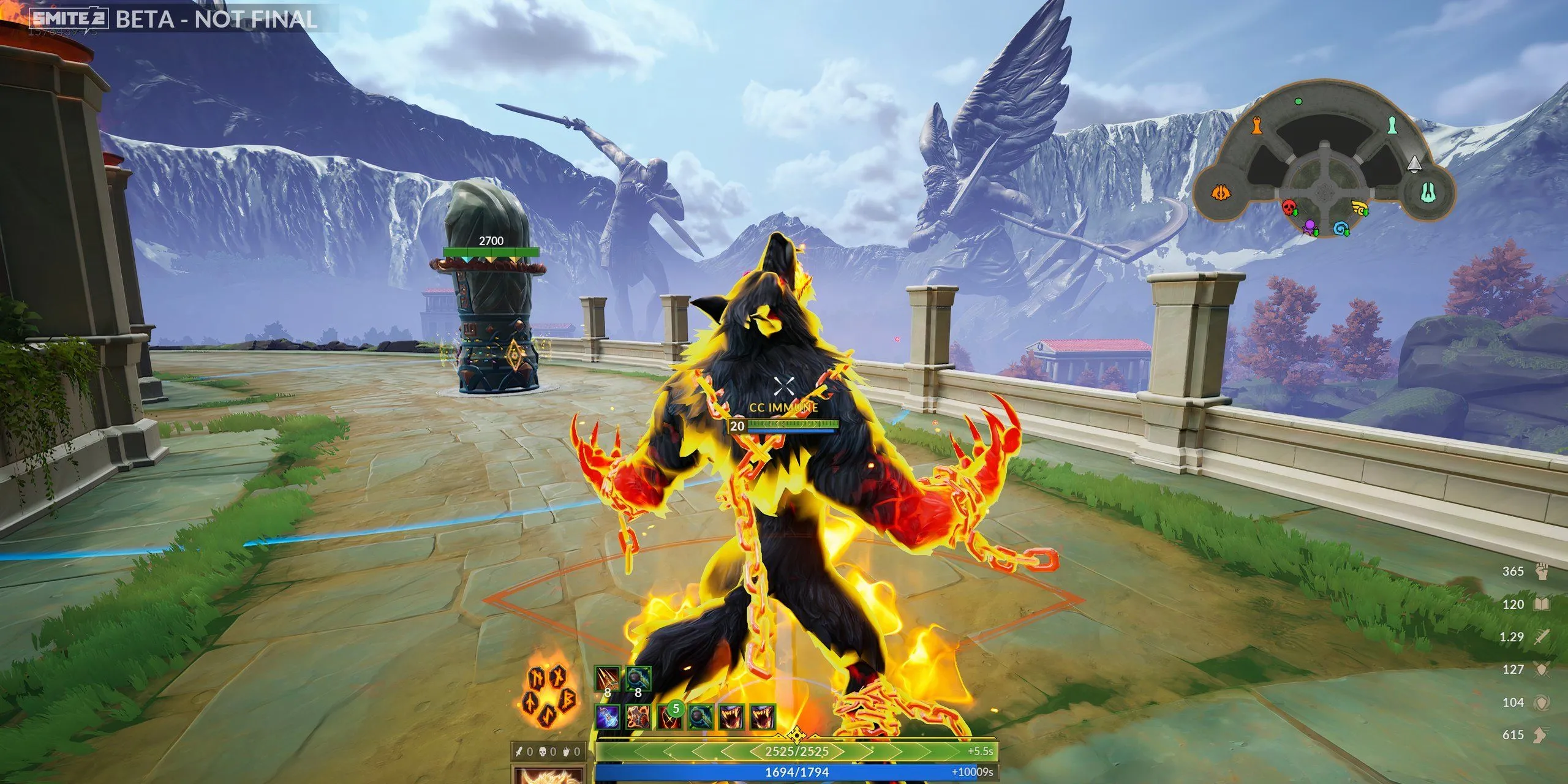 Fenrir gầm gừ trong dạng ultimate Ragnarok trong SMITE 2