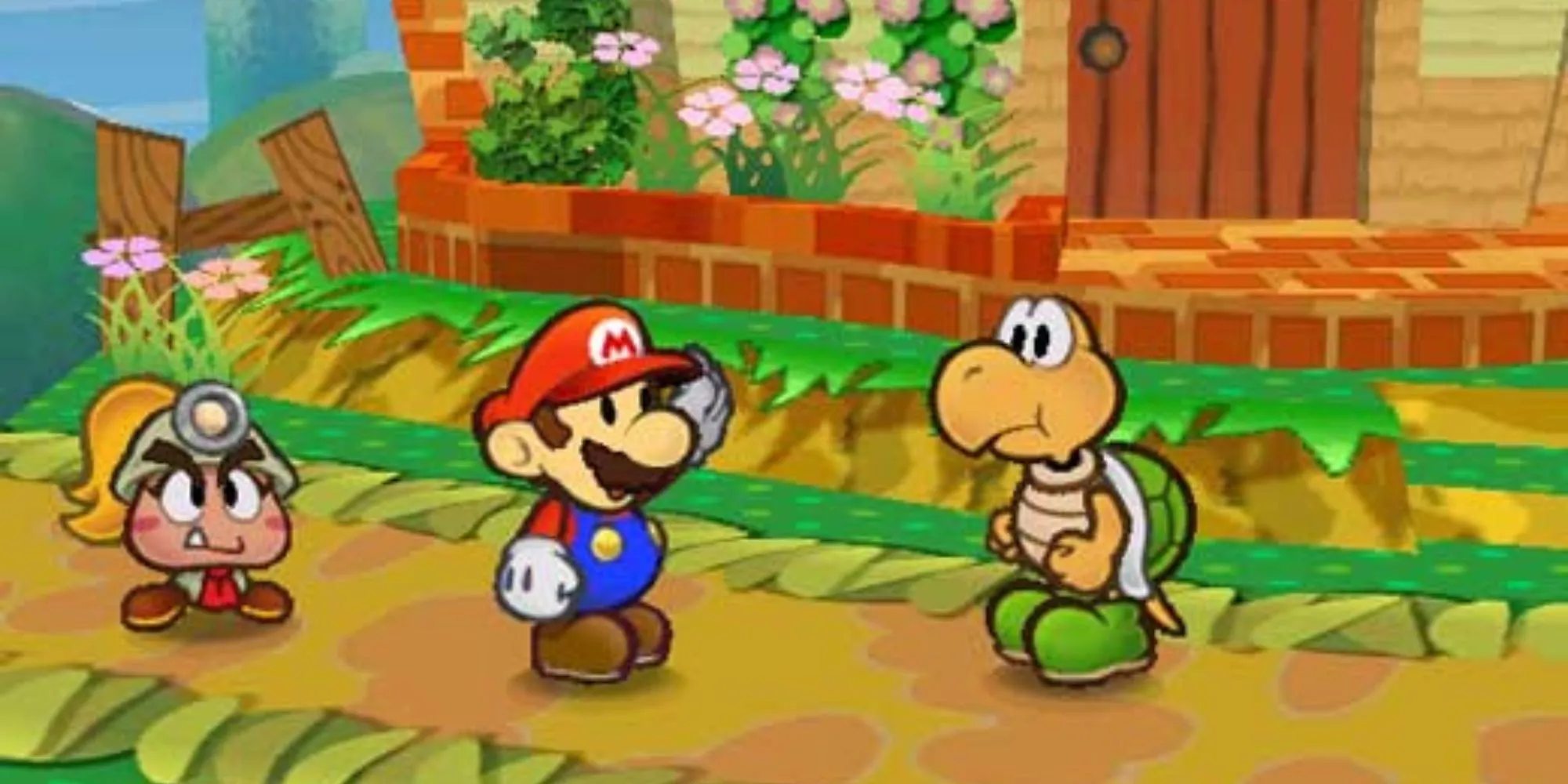 Gameplay của Paper Mario, game RPG với đồ họa 2D và góc nhìn camera cố định