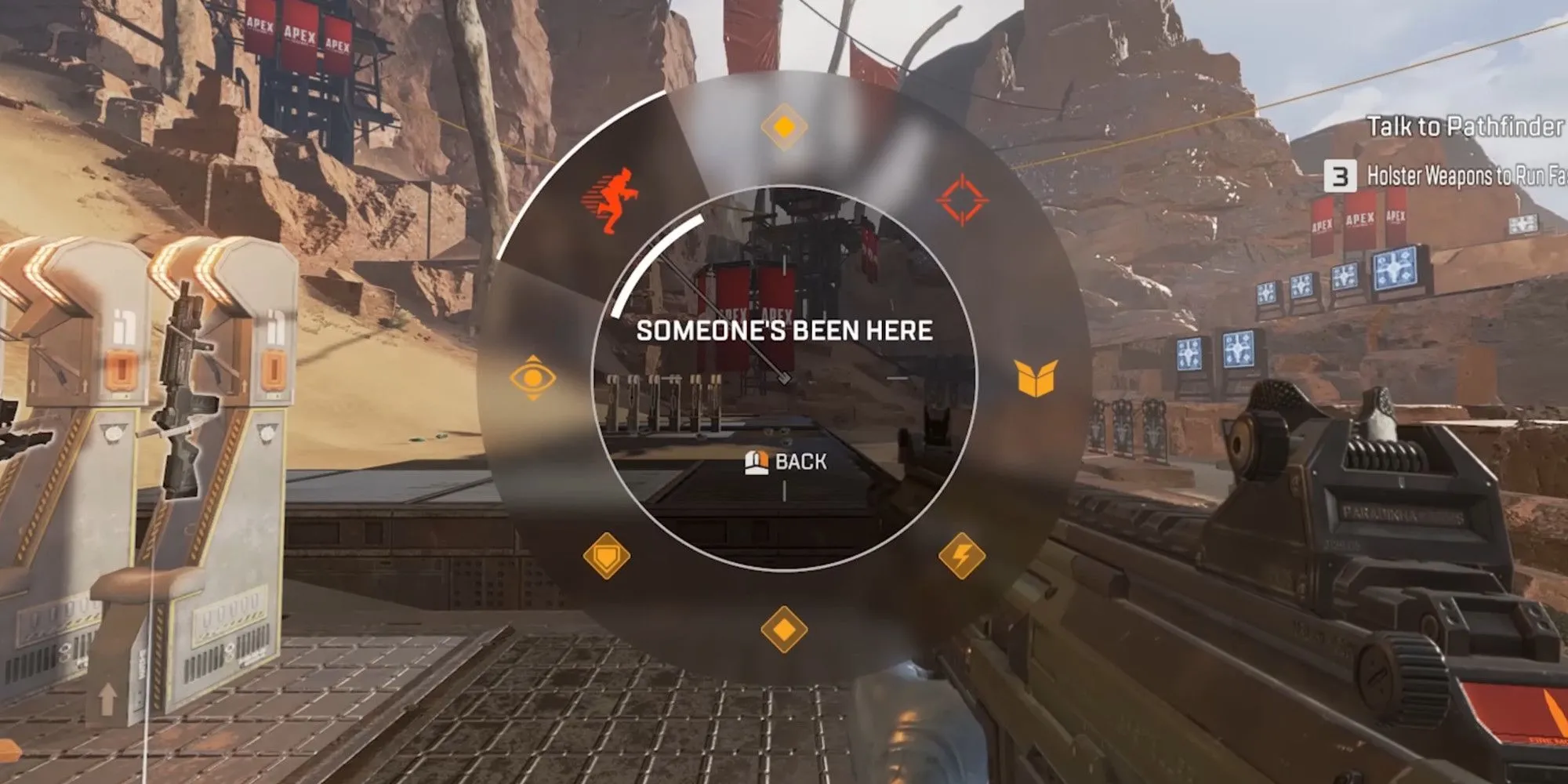 Giao diện bánh xe Ping trong Apex Legends, một hệ thống liên lạc đồng đội hiệu quả được EA cấp bằng sáng chế.
