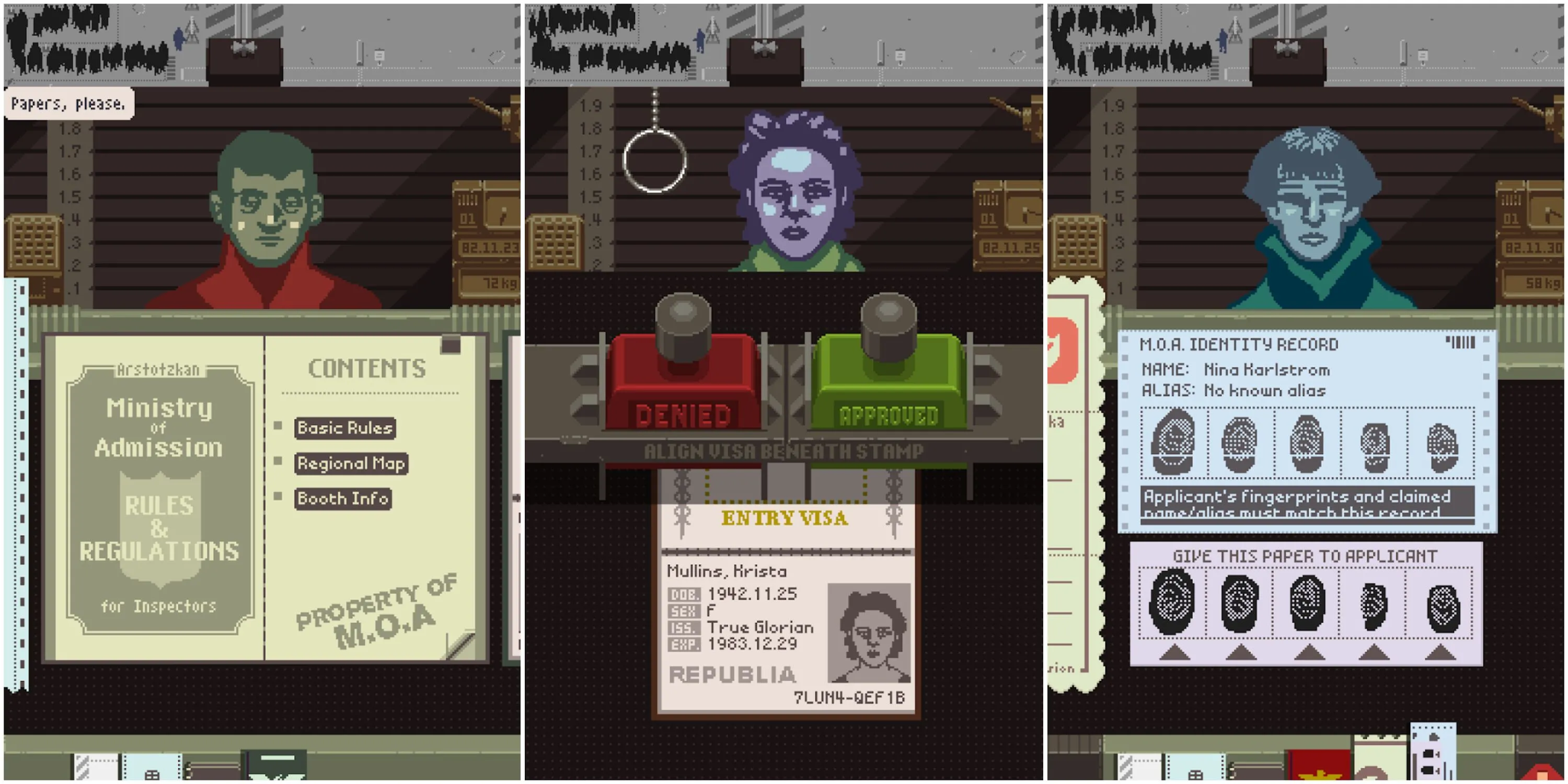 Giao diện dọc độc đáo của Papers, Please trên mobile