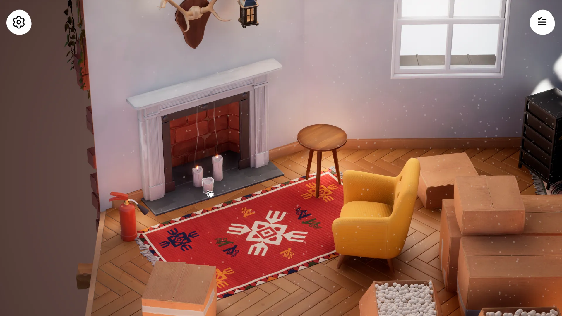 Giao diện dọn dẹp và sắp xếp phòng tắm trong game cozy Hozy
