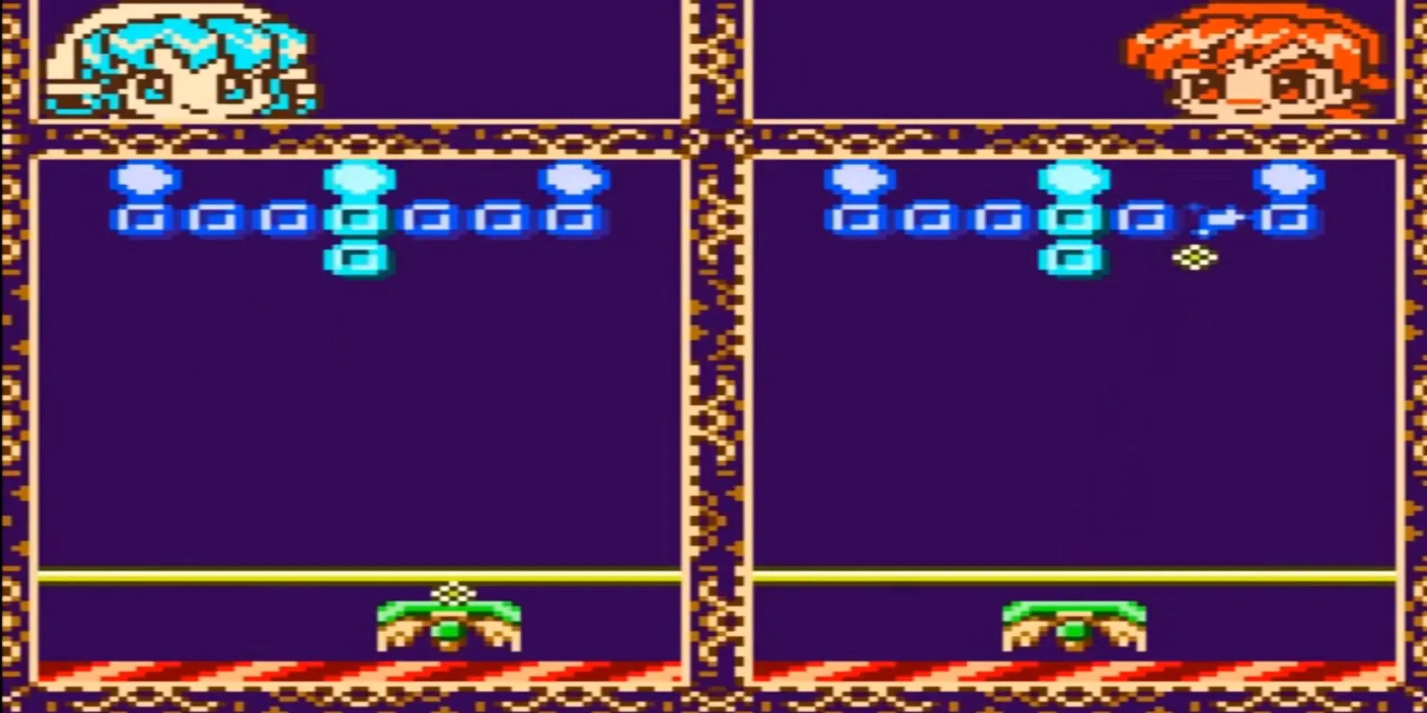 Giao diện game giải đố Puchi Carat với bóng và khối gạch trên Game Boy Color