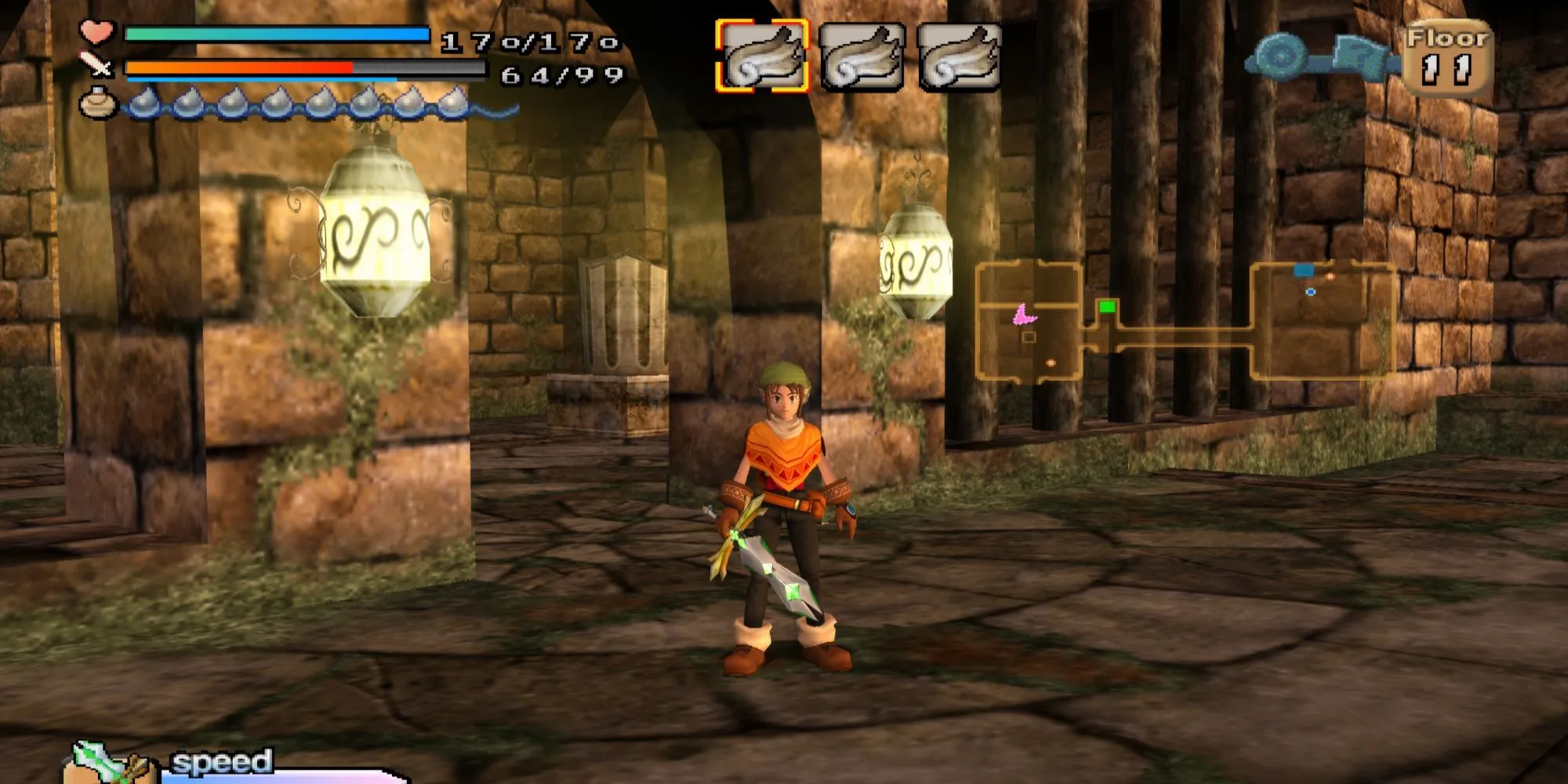 Giao diện xây dựng thị trấn trong Dark Cloud, game đầu tay của Level-5 kết hợp giữa phiêu lưu hầm ngục và xây dựng thành phố