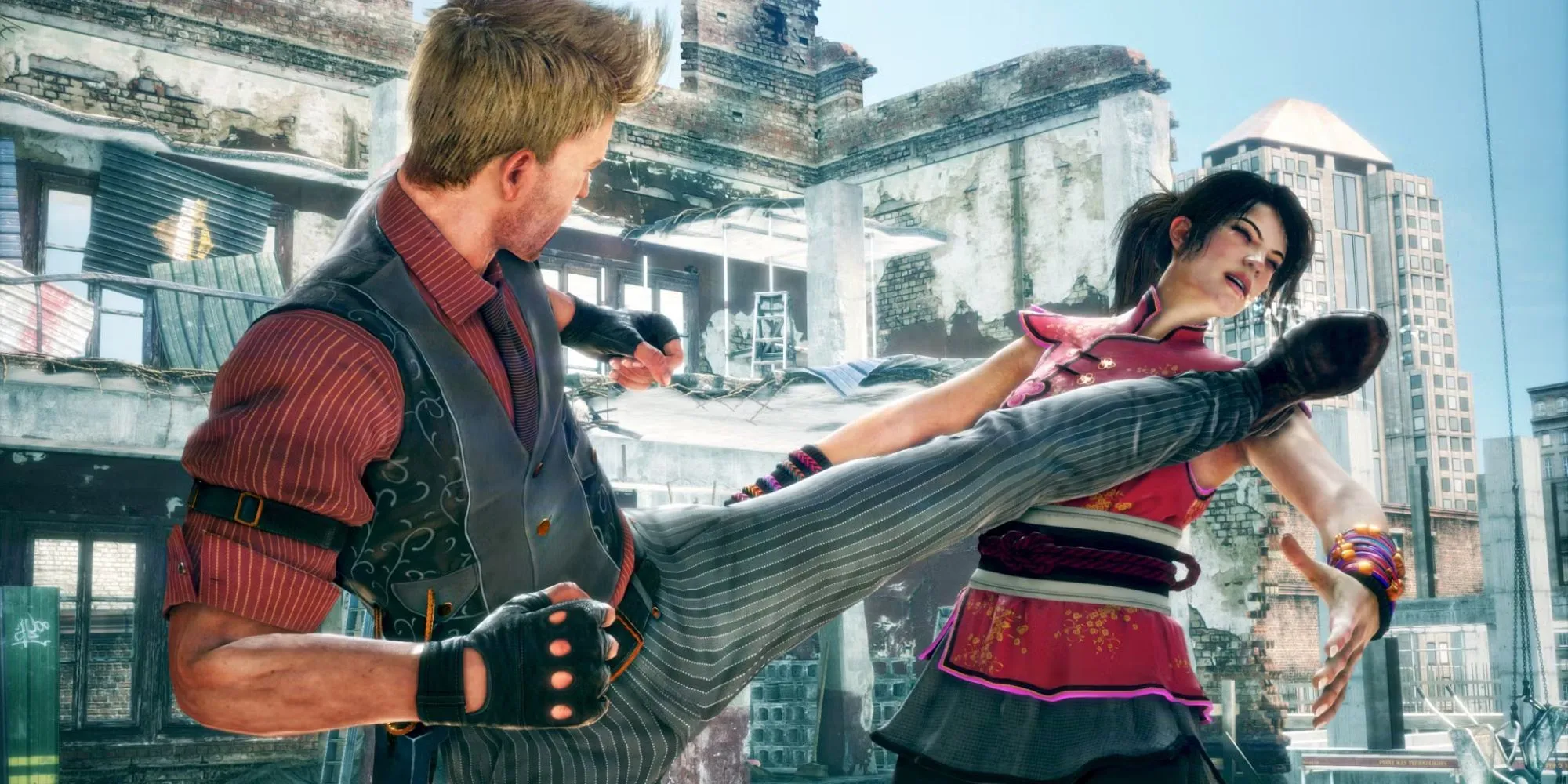 Hai nhân vật đang chiến đấu trong game Fighter Within, một tựa game đối kháng dùng Kinect ra mắt trên Xbox One.