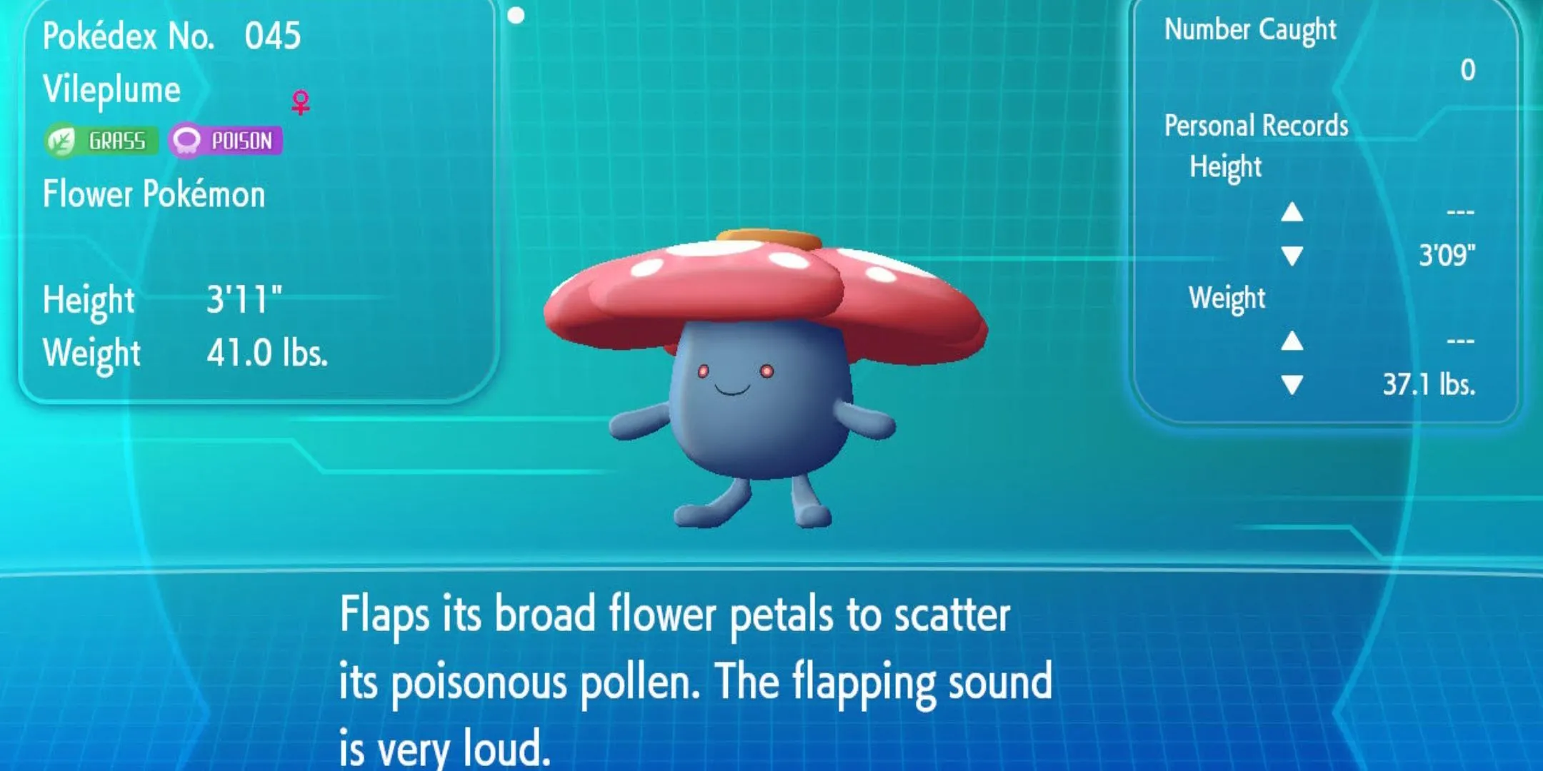 Hệ Vileplume trong Let's Go Pikachu với bông hoa khổng lồ