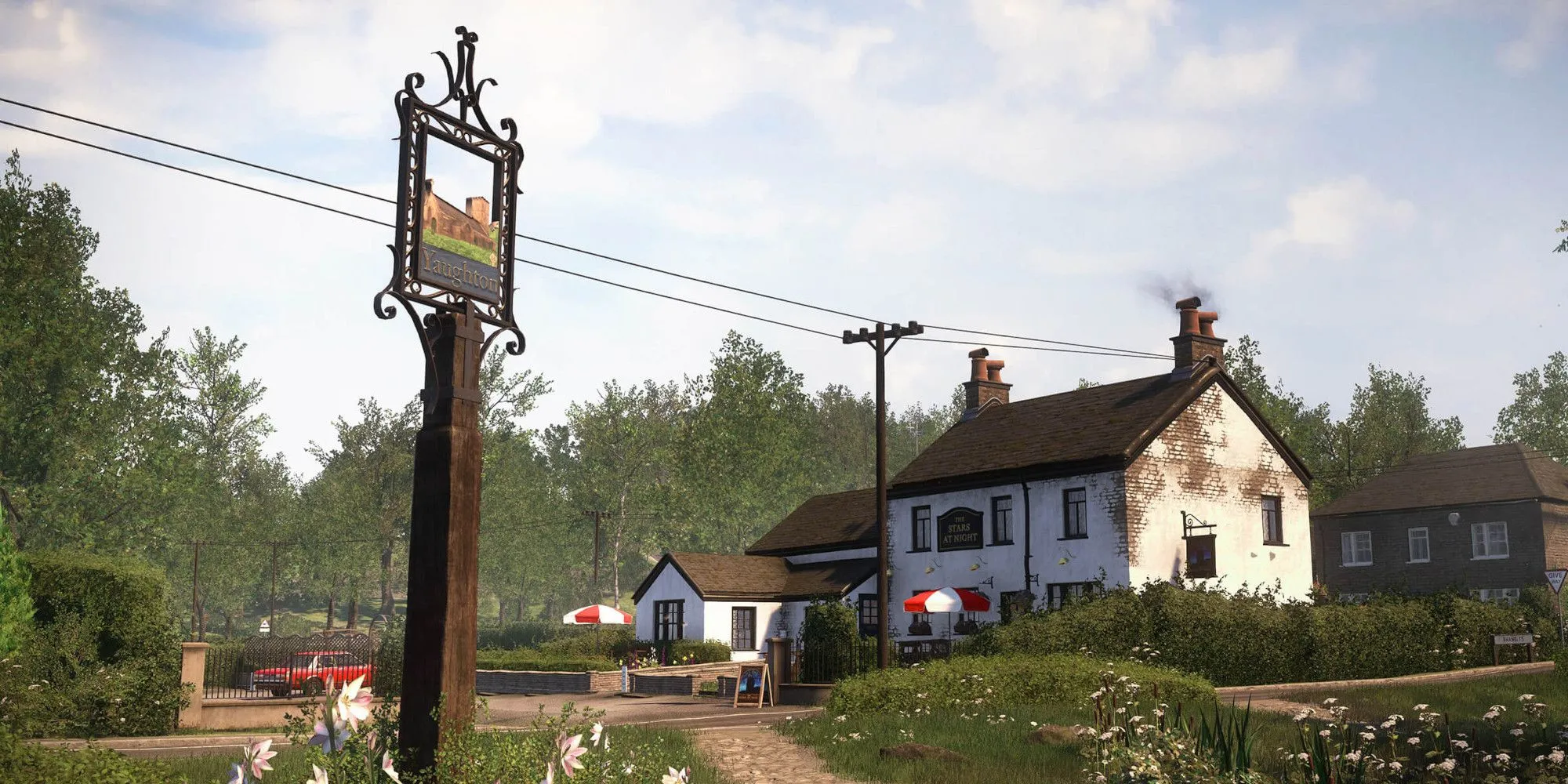 Hình ảnh một con đường làng vắng vẻ trong game Everybody's Gone To The Rapture
