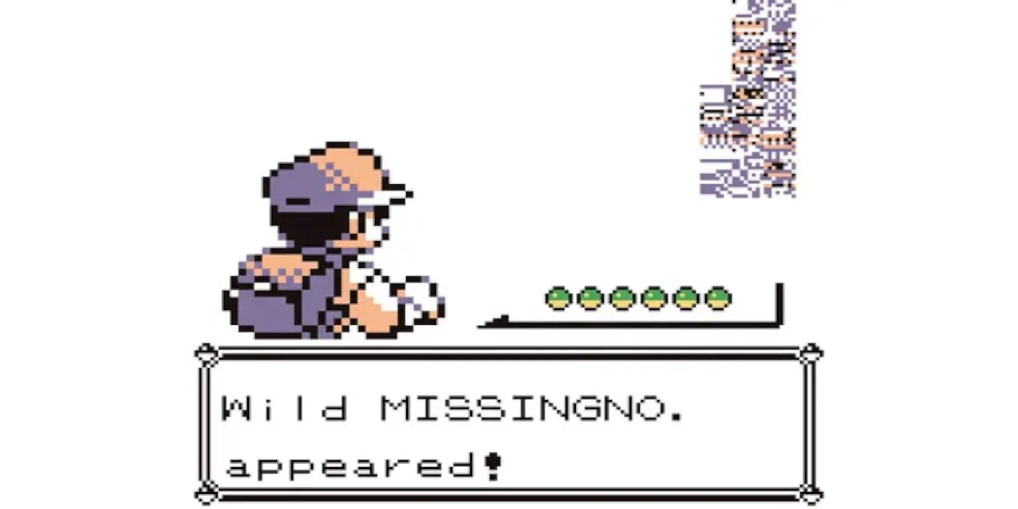 Hình ảnh quái vật Missingno với các sprite bị lỗi trong game Pokemon Red hoặc Blue trên Game Boy