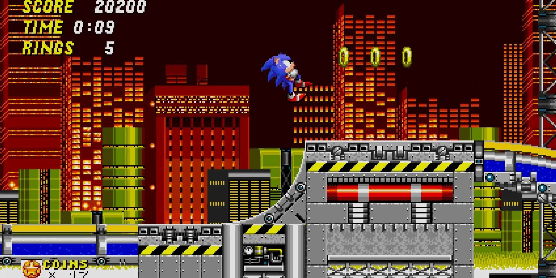 Hình ảnh Sonic the Hedgehog 2, Sonic đang chạy khỏi dốc trong màn Chemical Plant