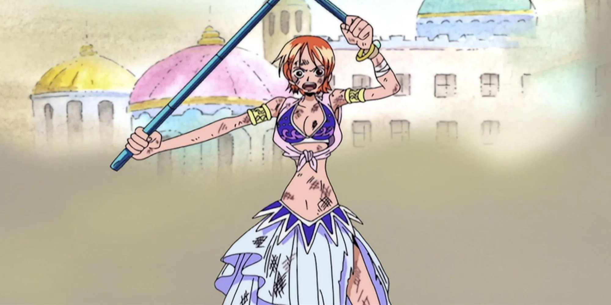 Hoa tiêu Nami trong bộ trang phục vũ công ở Alabasta