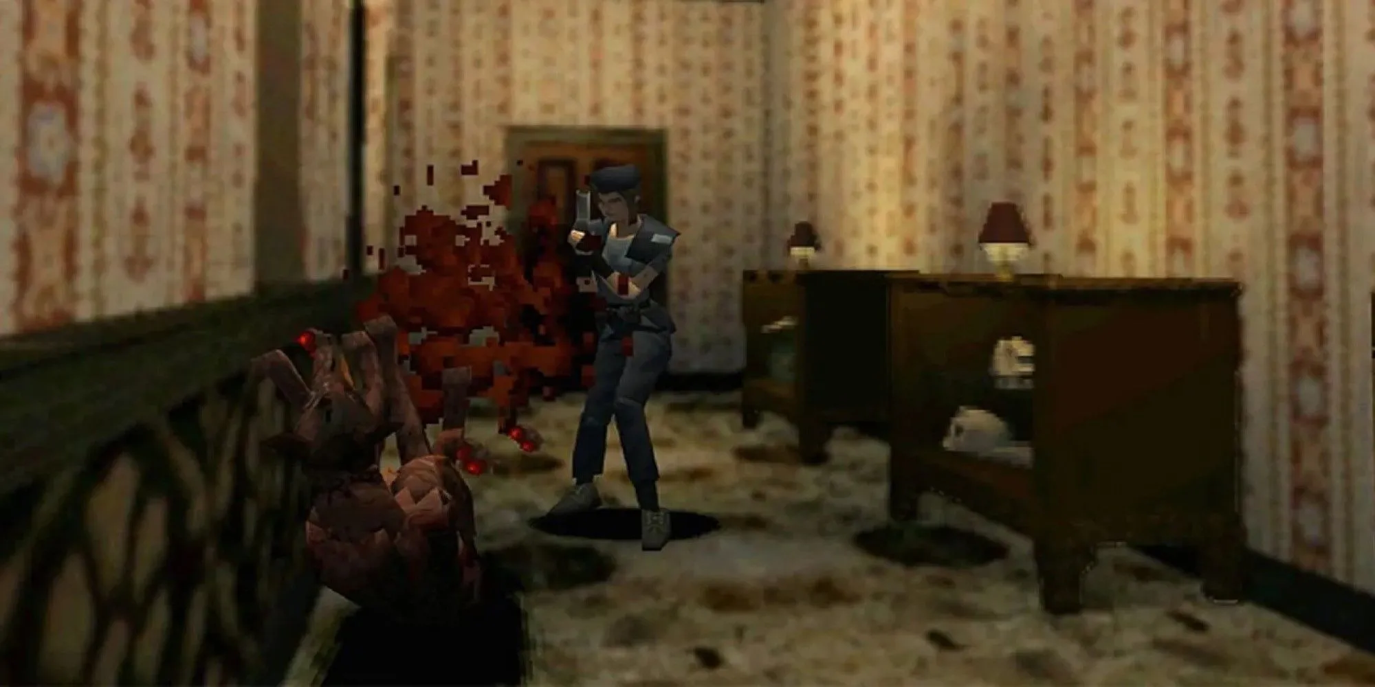 Jill Valentine đối mặt zombie trong Biệt thự Spencer, game kinh dị sinh tồn Resident Evil với camera cố định