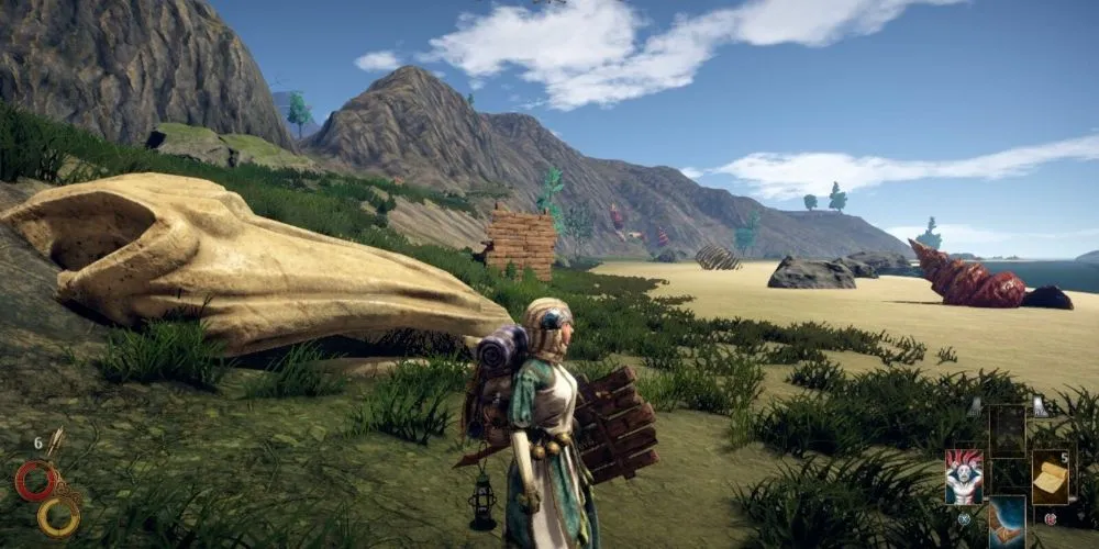 Khung cảnh bãi biển trong game Outward
