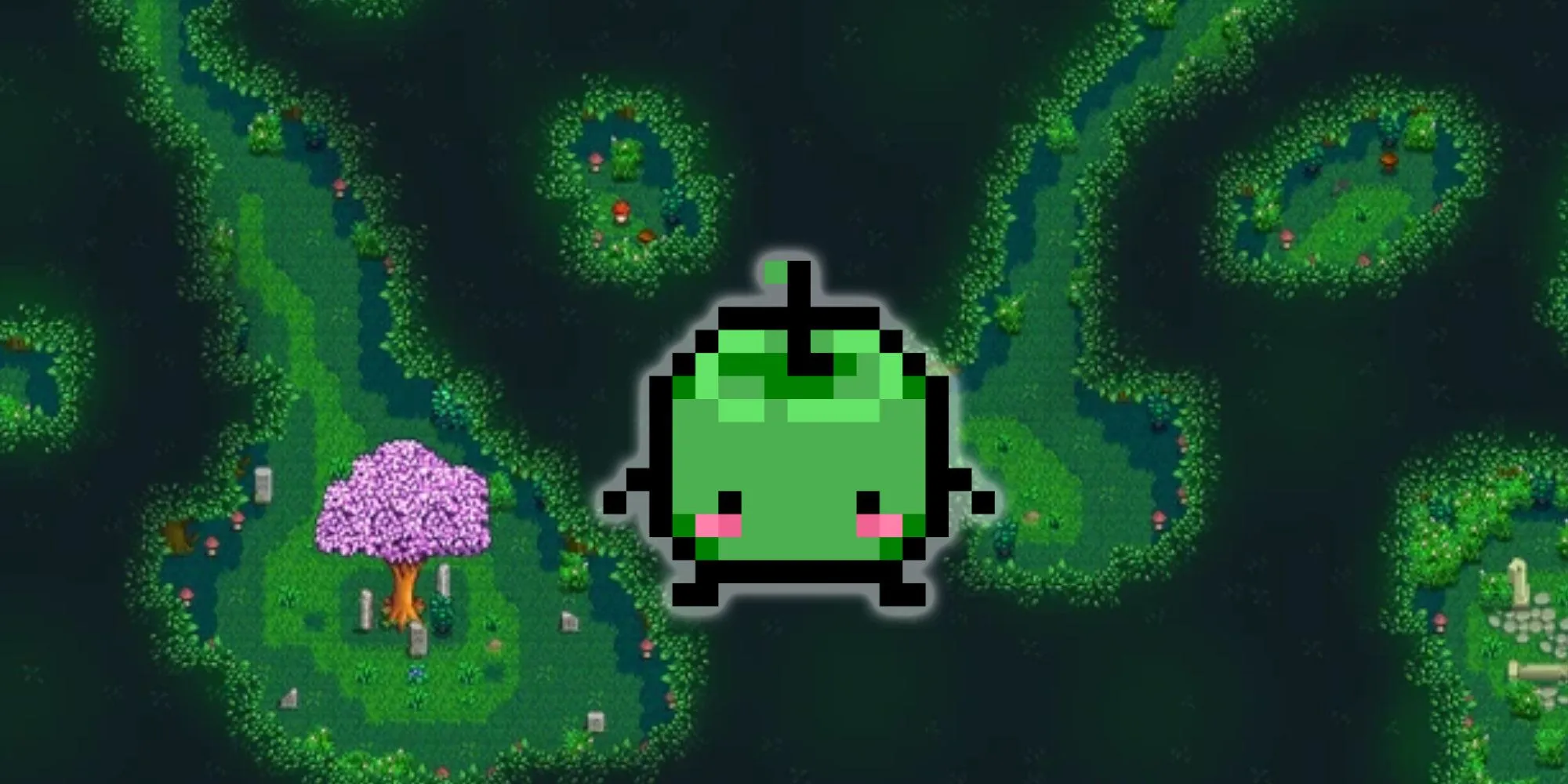 Linh hồn Junimo trong rừng, một địa điểm mới trong mod Stardew Valley Expanded