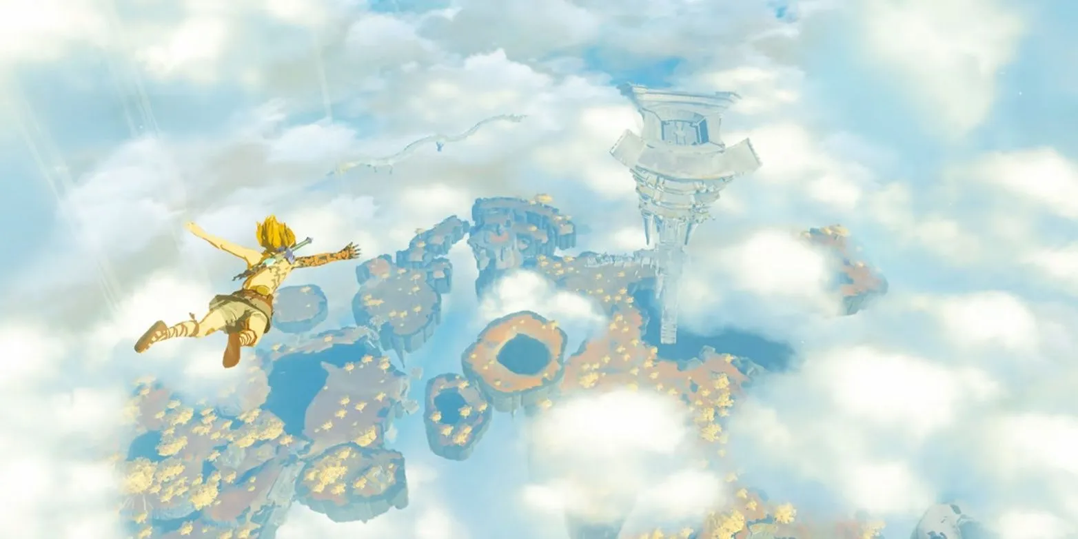Link trên các hòn đảo trên trời trong The Legend of Zelda: Tears of the Kingdom