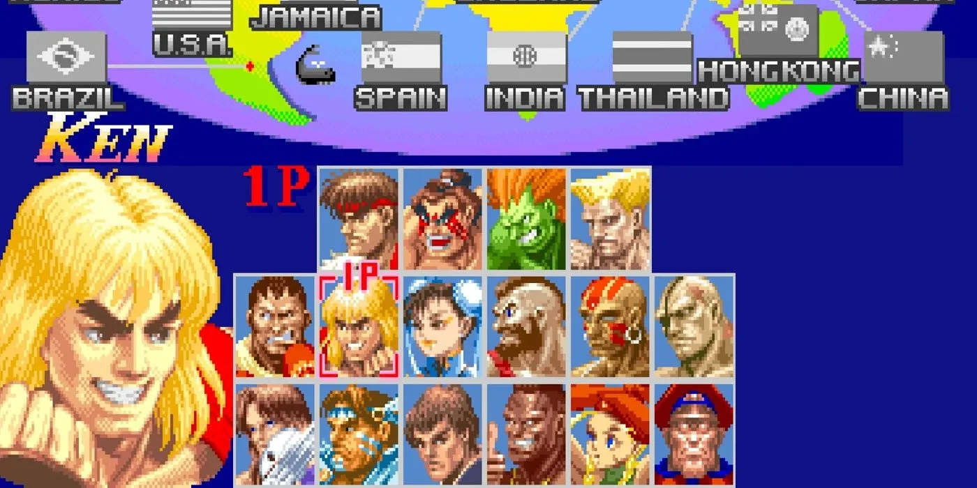Màn hình chọn nhân vật của Super Street Fighter 2