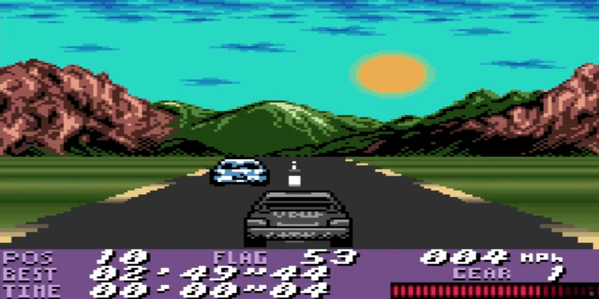 Màn hình đua xe trong game V-Rally Championship Edition trên Game Boy Color