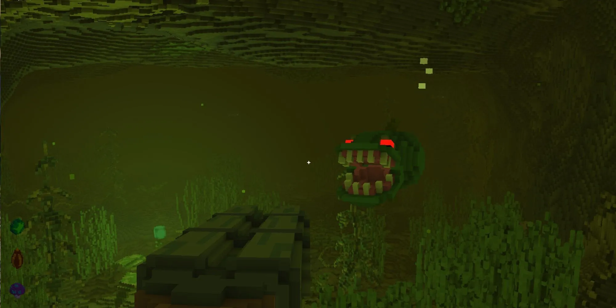Mặt nước đục ngầu trong game Frogmonster với đồ họa voxel