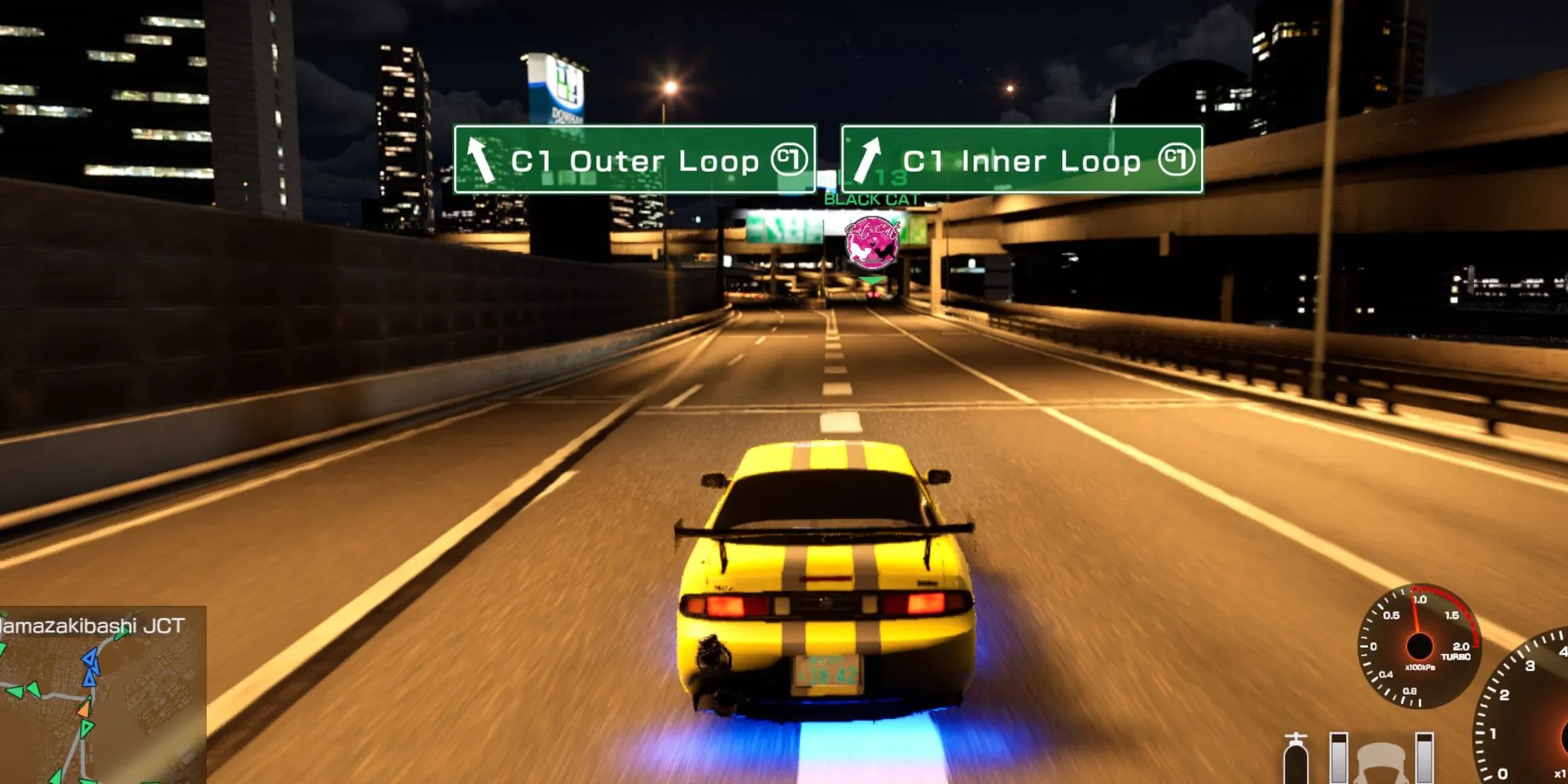 Minh họa ngã tư đường có thể khiến cuộc đua kết thúc hòa trong Tokyo Xtreme Racer