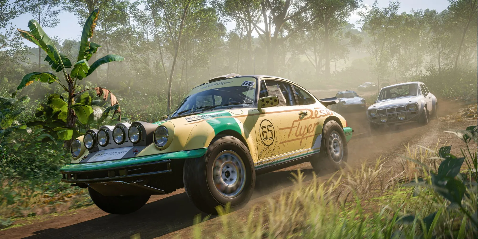 Một chiếc xe đua Porsche cổ điển đang di chuyển trên đường trong game đua xe Forza, nổi bật với AI Drivatar mô phỏng người chơi thực.