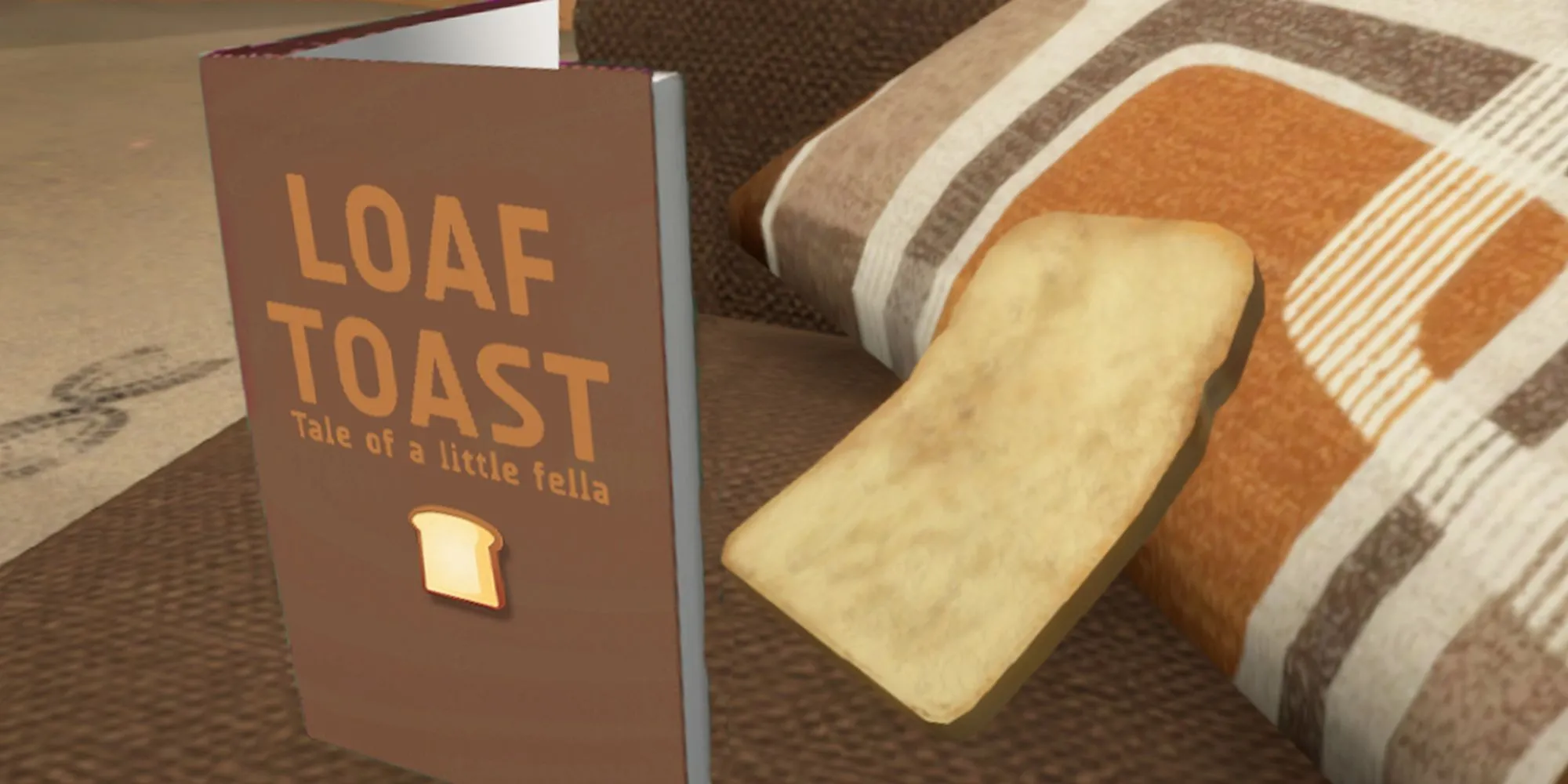 Một lát bánh mì trong game I Am Bread đang bám vào cạnh bàn, cố gắng di chuyển mà không bị bẩn.