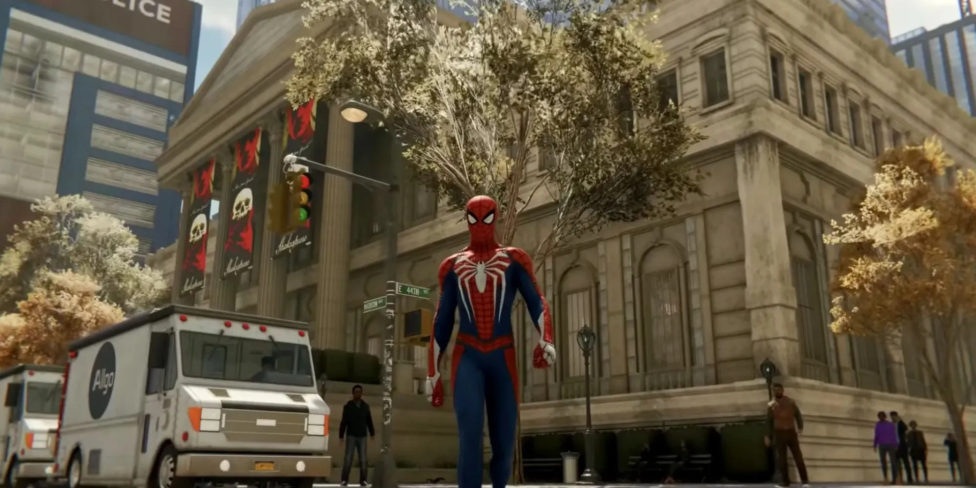 Người Nhện đu tơ qua các tòa nhà chọc trời của New York trong Marvel's Spider-Man 2.