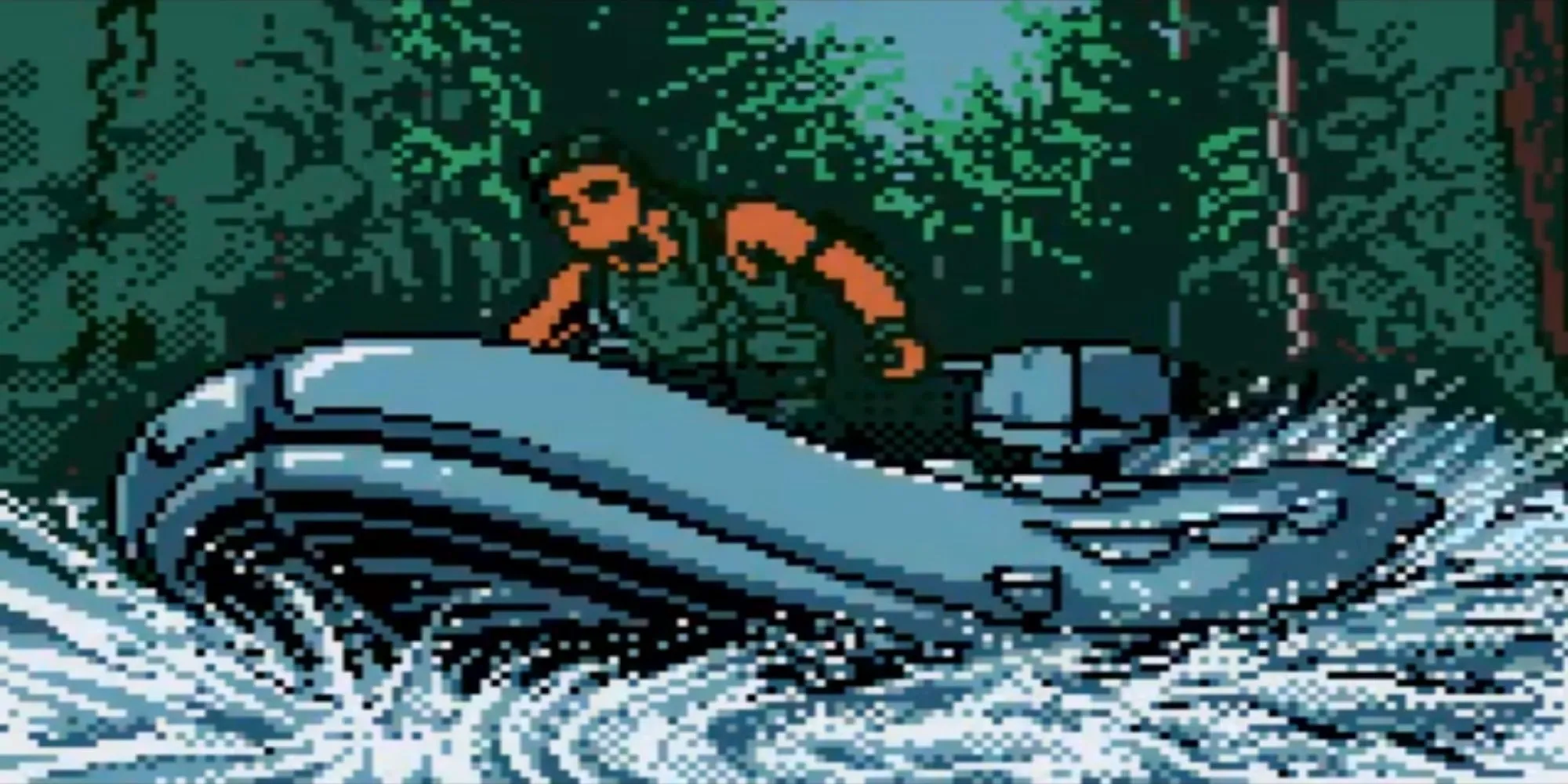 Nhân vật Action Man trong một màn chơi hành động đi cảnh trên Game Boy Color