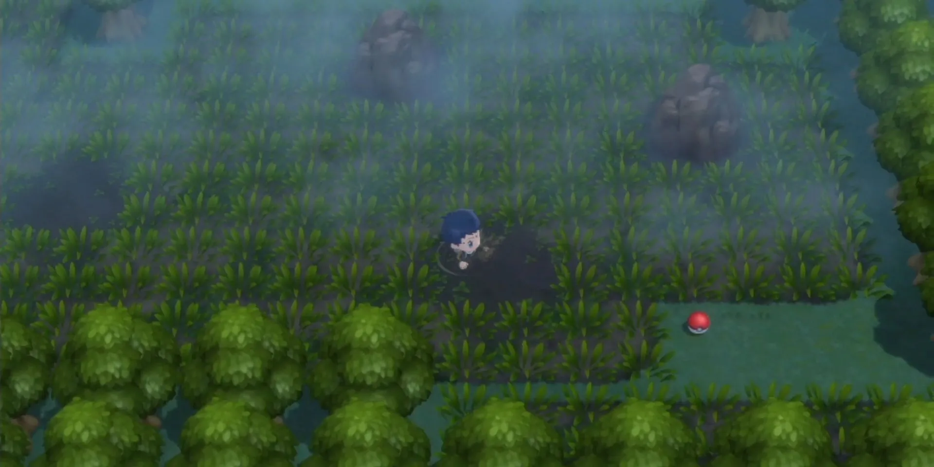Nhân vật bị mắc kẹt trong vũng lầy ở Đại Đầm Lầy (Great Marsh) trong Pokemon Brilliant Diamond