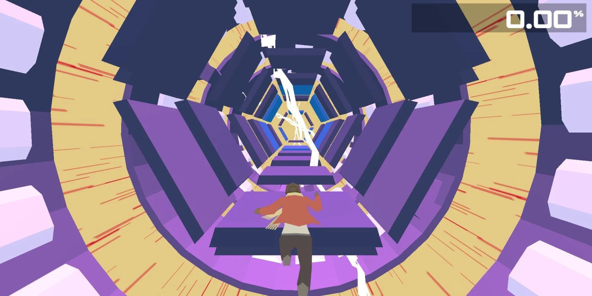 Nhân vật chạy trên nền tảng xoay trong game tốc độ Boson X