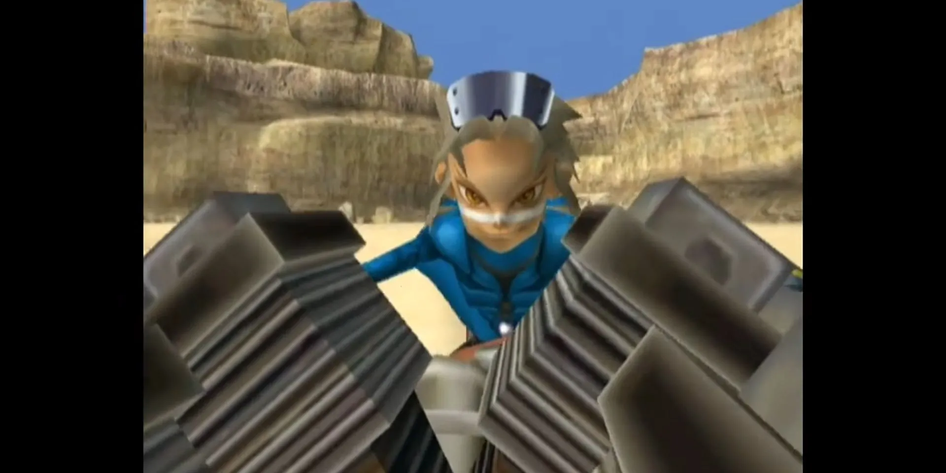 Nhân vật chính Wes cưỡi mô tô trong game Pokemon Colosseum