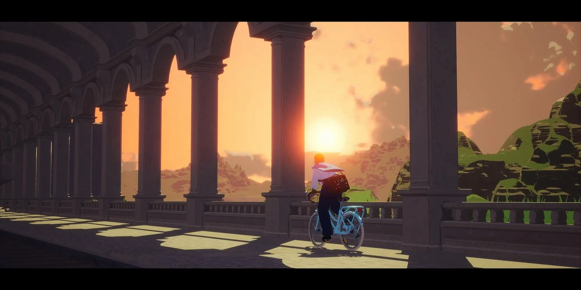 Nhân vật đạp xe trong game Season: A Letter to the Future