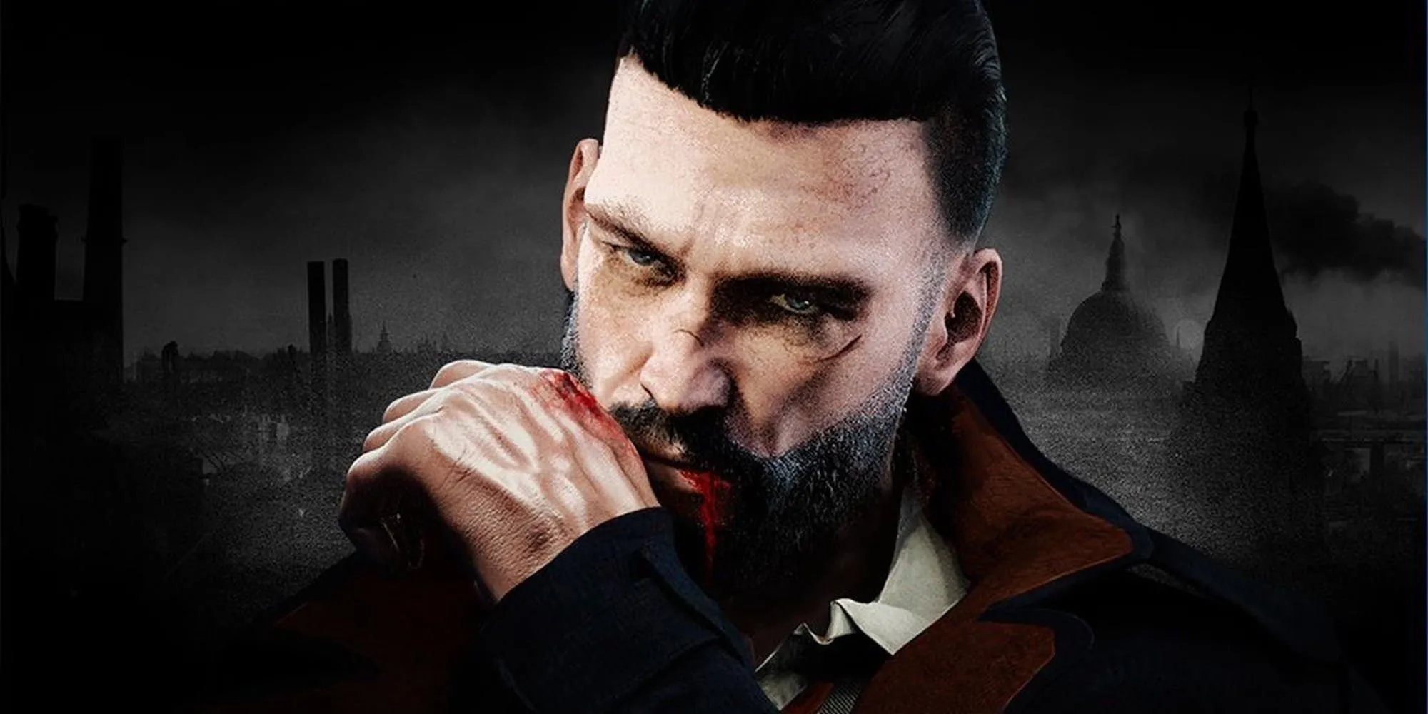 Nhân vật Jonathan trong Vampyr lau máu khỏi miệng