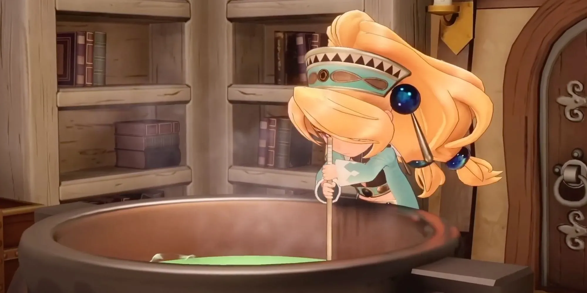 Nhân vật Marie trong tựa game RPG sắp ra mắt Atelier Marie Remake đang khuấy một cái vạc lớn