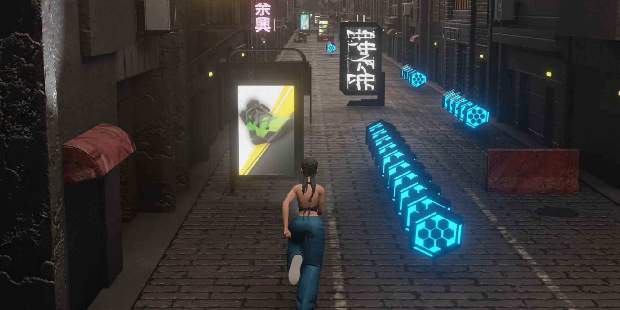 Nhân vật nữ chính thực hiện parkour trong ngõ hẻm game Sky Runners Infinite Parkour