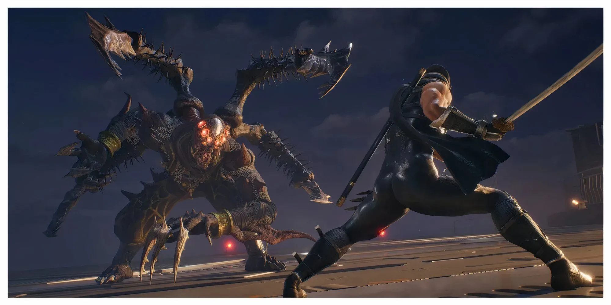 Nhân vật Ryu Hayabusa trong trang phục ninja đang chiến đấu với kẻ thù trong game Ninja Gaiden 2 Black